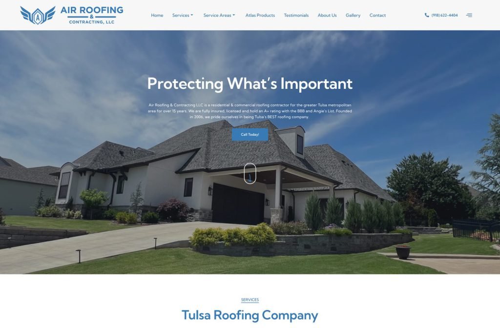 Air Roofing & Contracting LLC website homepage design