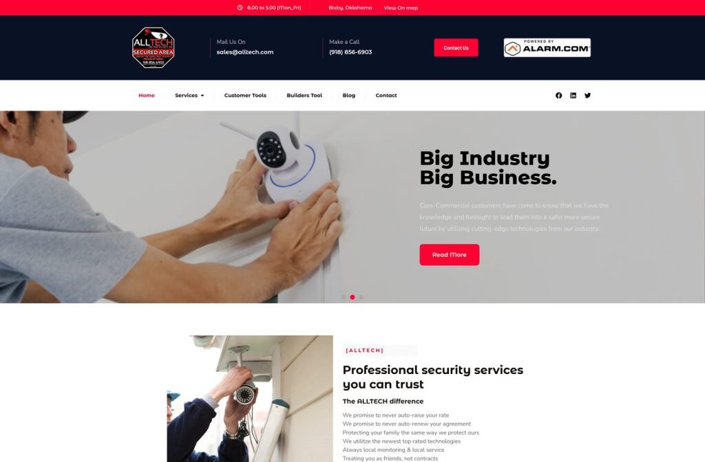 Alltech Fire & Security website homepage design