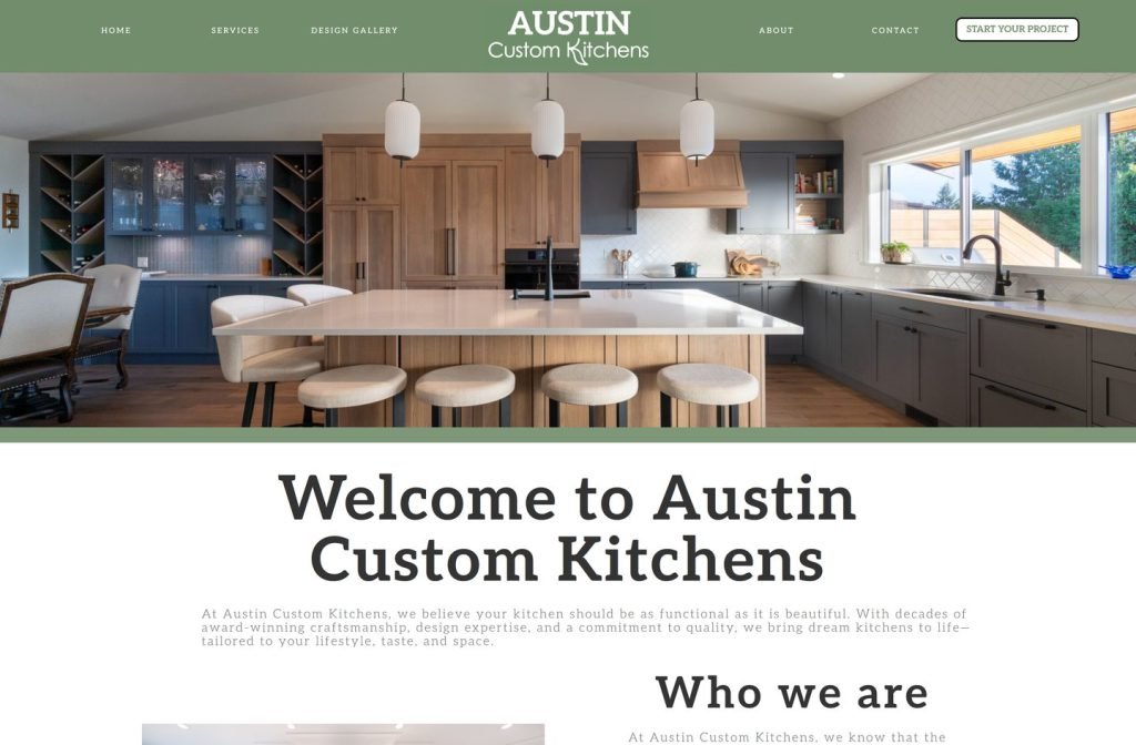 Austin Custom Kitchens website homepage design