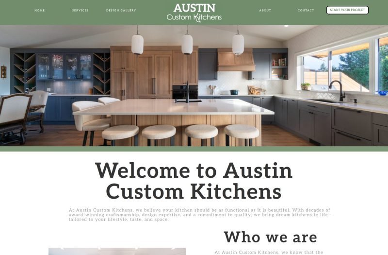 Austin Custom Kitchens website homepage design