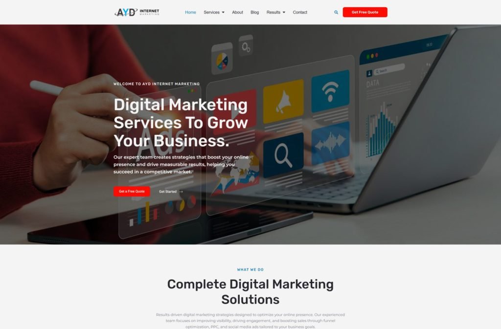 AYD website homepage design