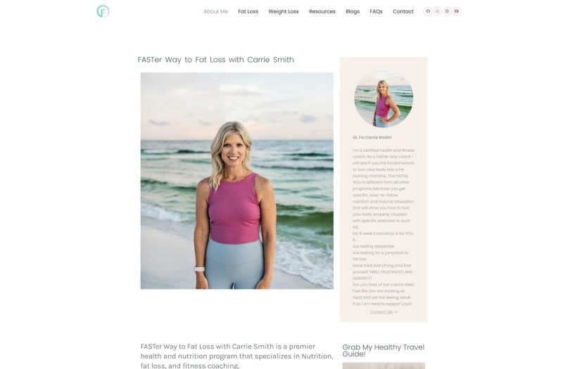 Carrie Smith Health website homepage design