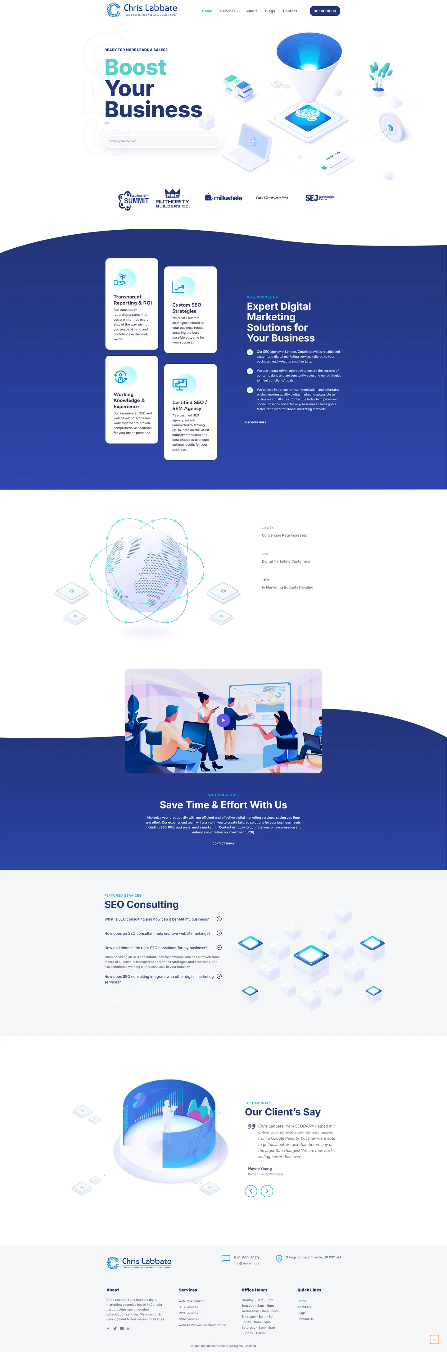 Full-length desktop screenshot of the Chris Labbate website