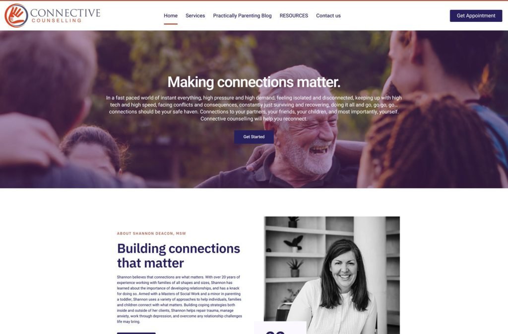 Connective Counselling website homepage design