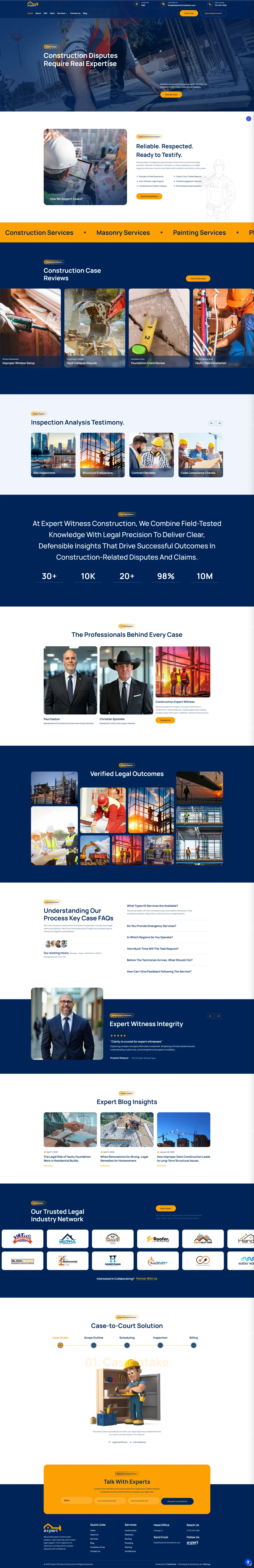 Full-length desktop screenshot of the Construction Expert Witness website