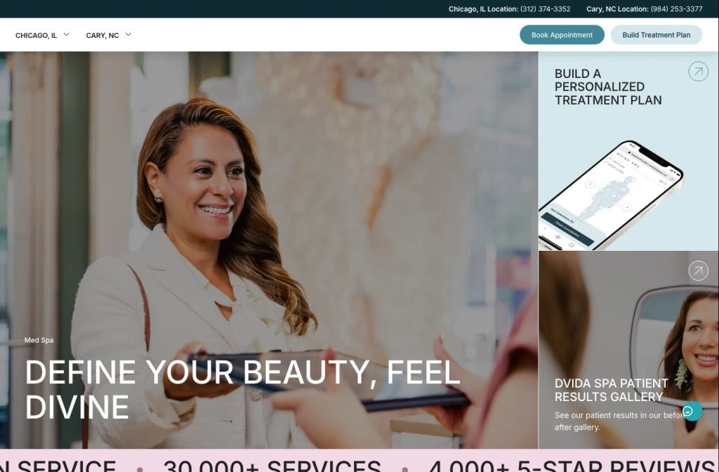 Dvida Spa website homepage design