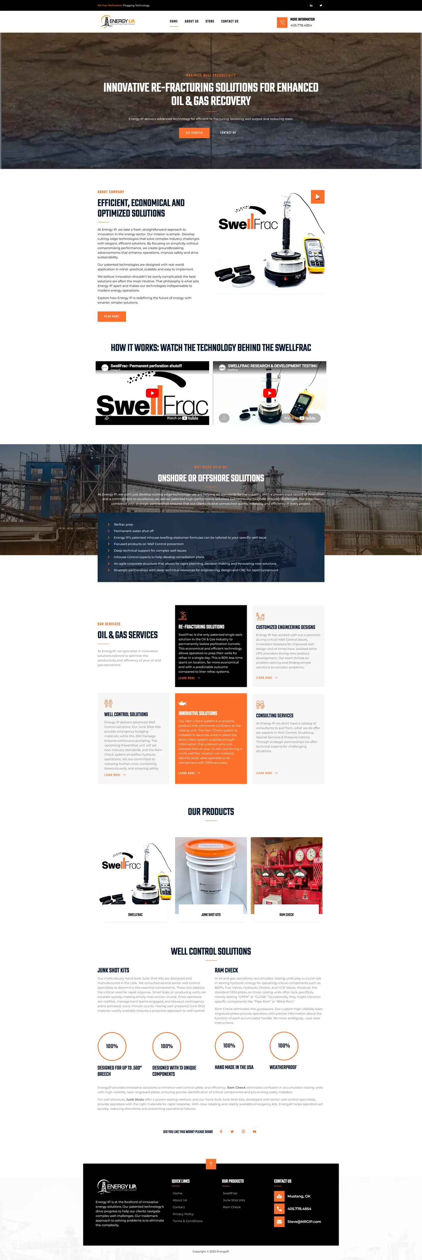 Full-length desktop screenshot of the Energy IP website