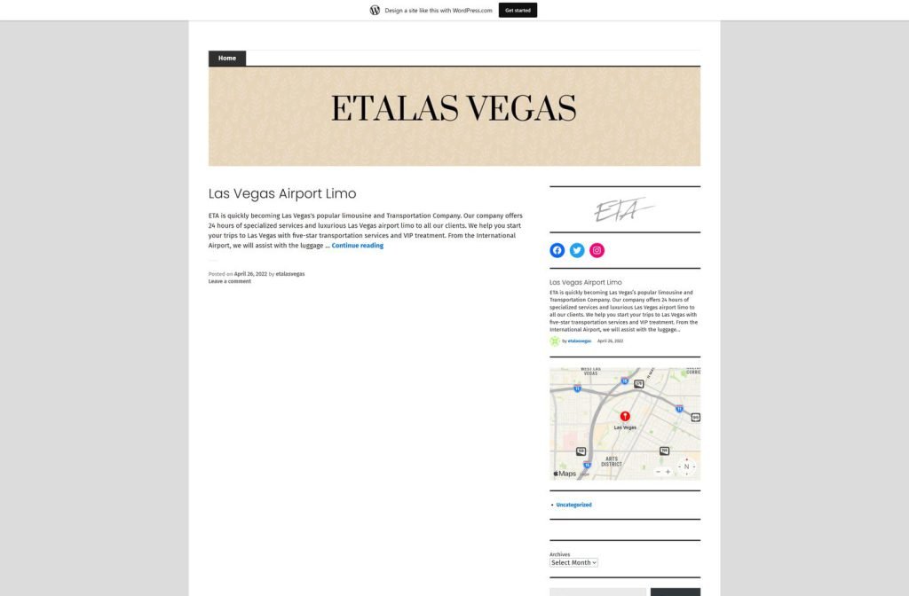 Etalas Vegas website homepage design