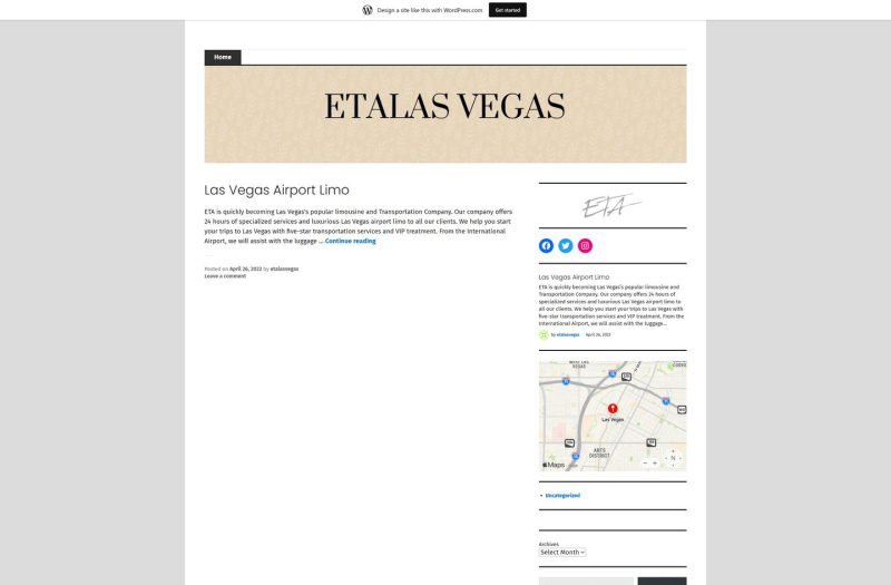 Etalas Vegas website homepage design