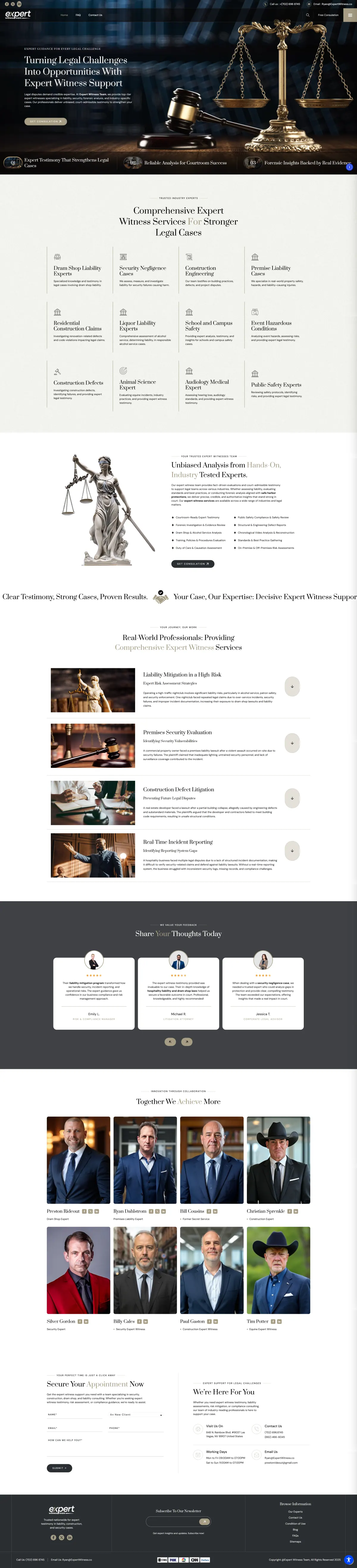 Full-length desktop screenshot of the Expert Witness Team website
