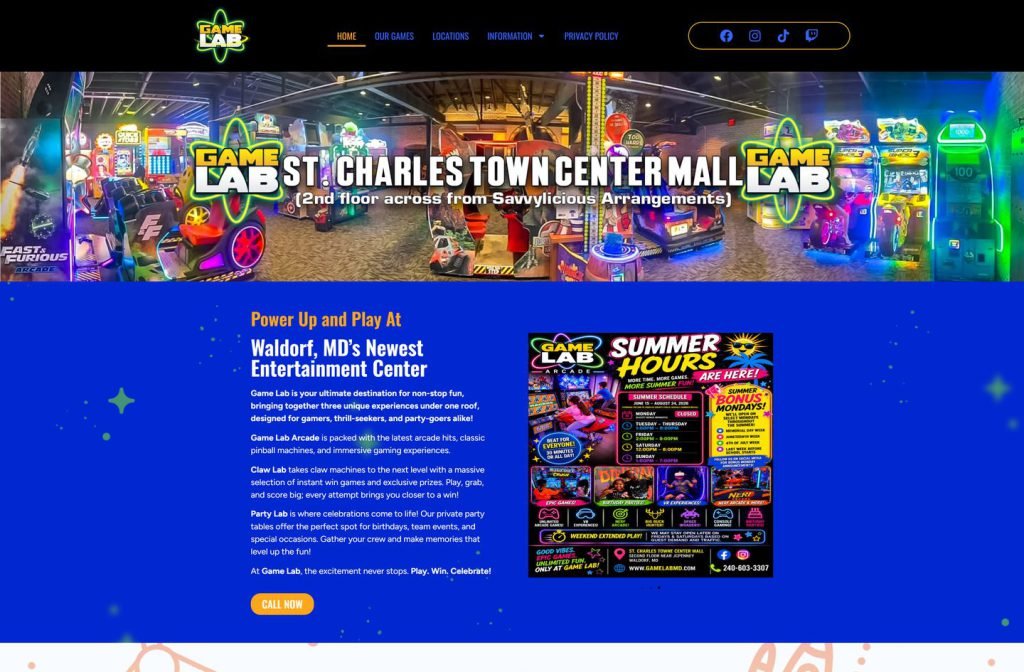 Game Lab Waldorf website homepage design