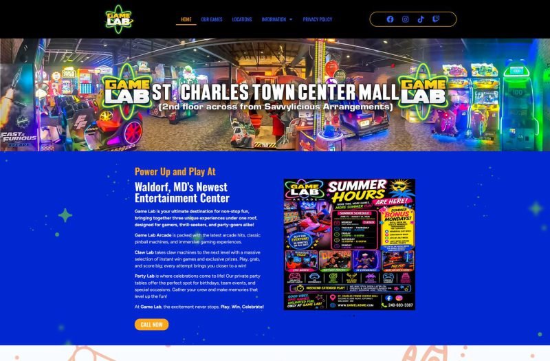 Game Lab Waldorf website homepage design