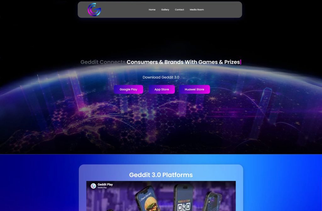Geddit website homepage design