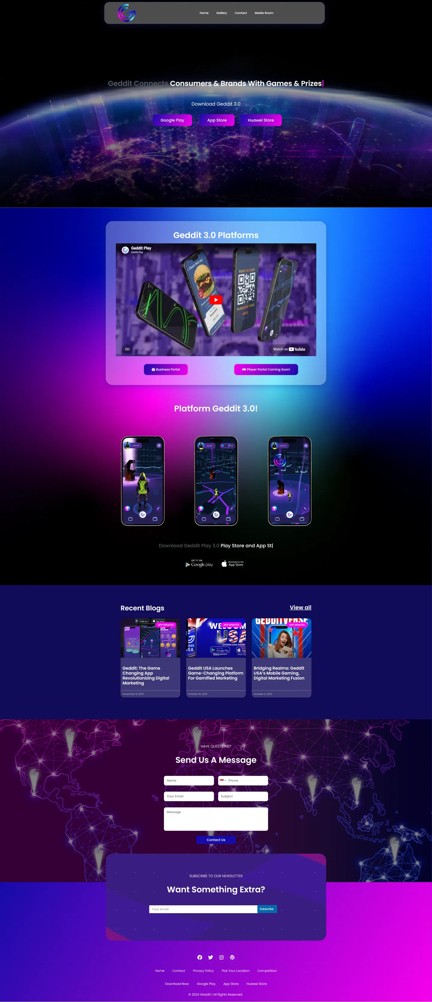 Full-length desktop screenshot of the Geddit website