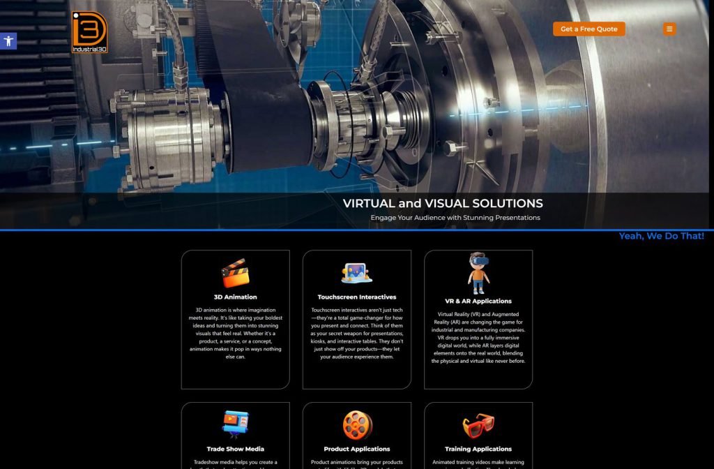 Industrial 3D website homepage design