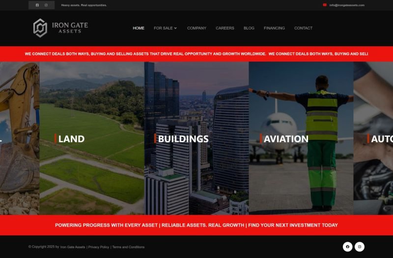 Iron Gate Assets website homepage design