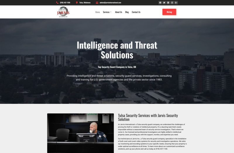 Jarvis International website homepage design