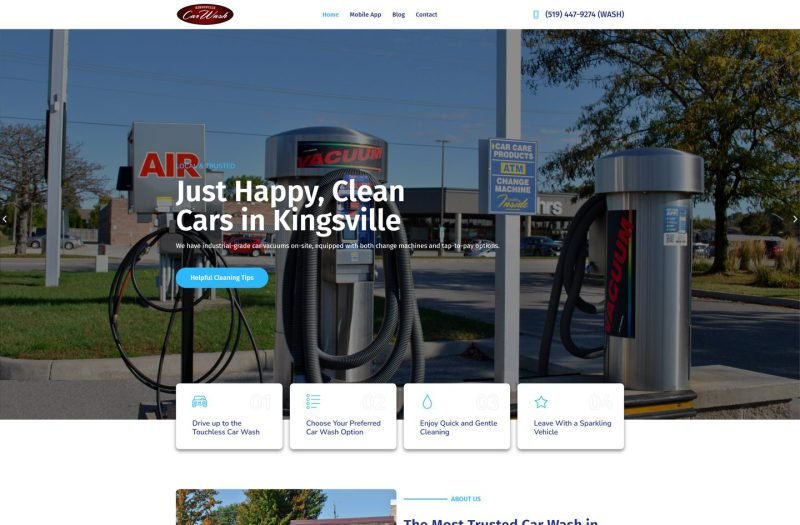 Kingsville Car Wash website homepage design
