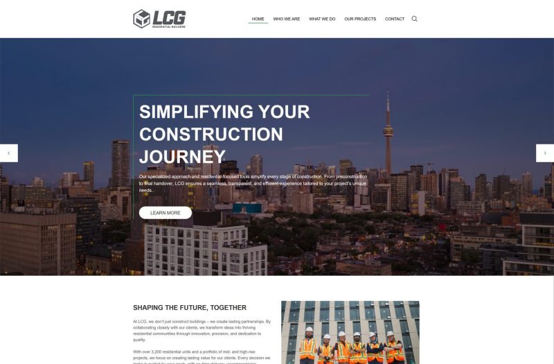 LCG Canada website homepage design