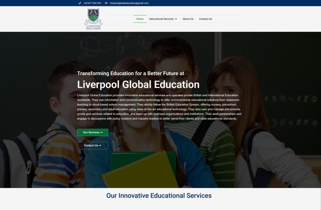 Liverpool Global Education website homepage design
