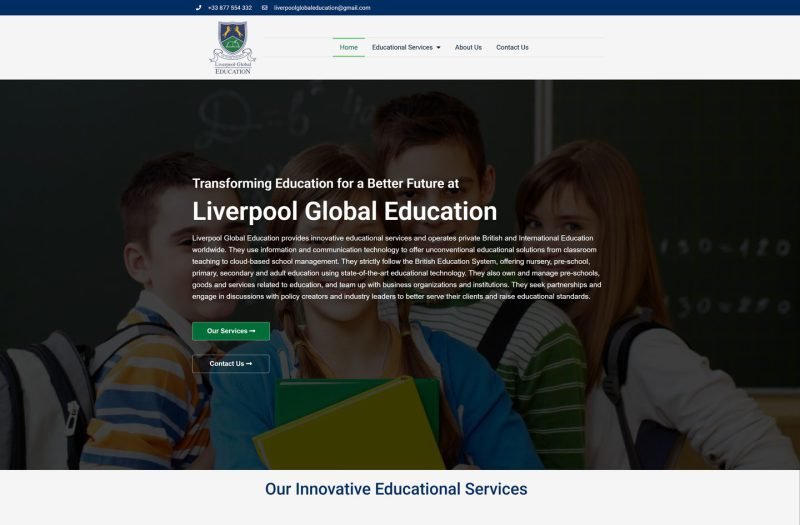 Liverpool Global Education website homepage design