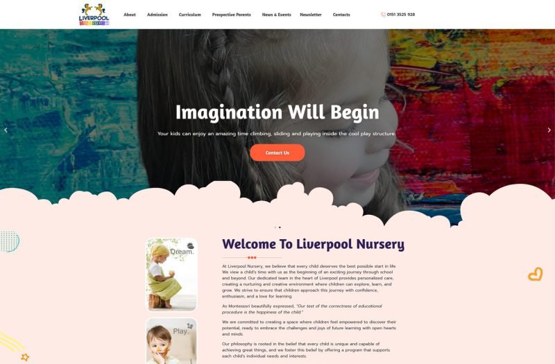 Liverpool Nursery website homepage design