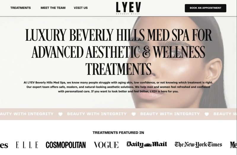 LYEV Beverly Hills website homepage design