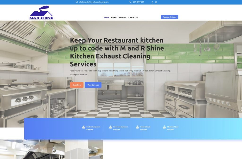 M and R Shine website homepage design
