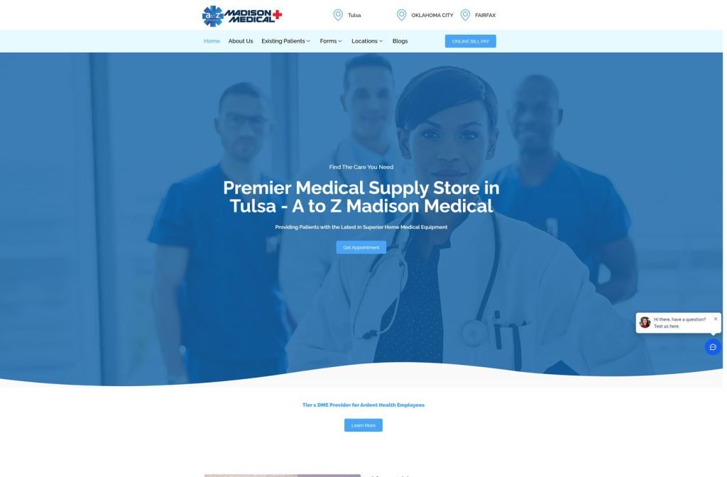Madison Medical website homepage design