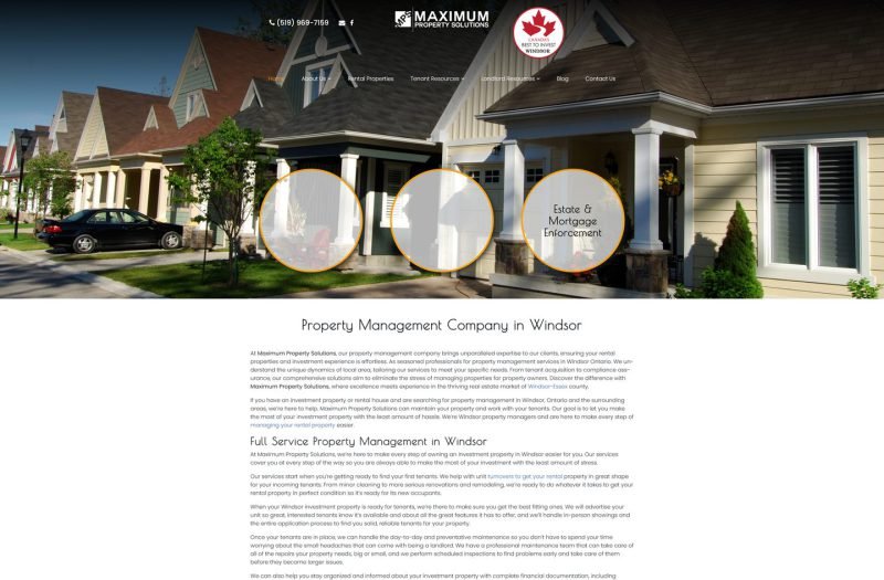 Maximum Property Solutions website homepage design