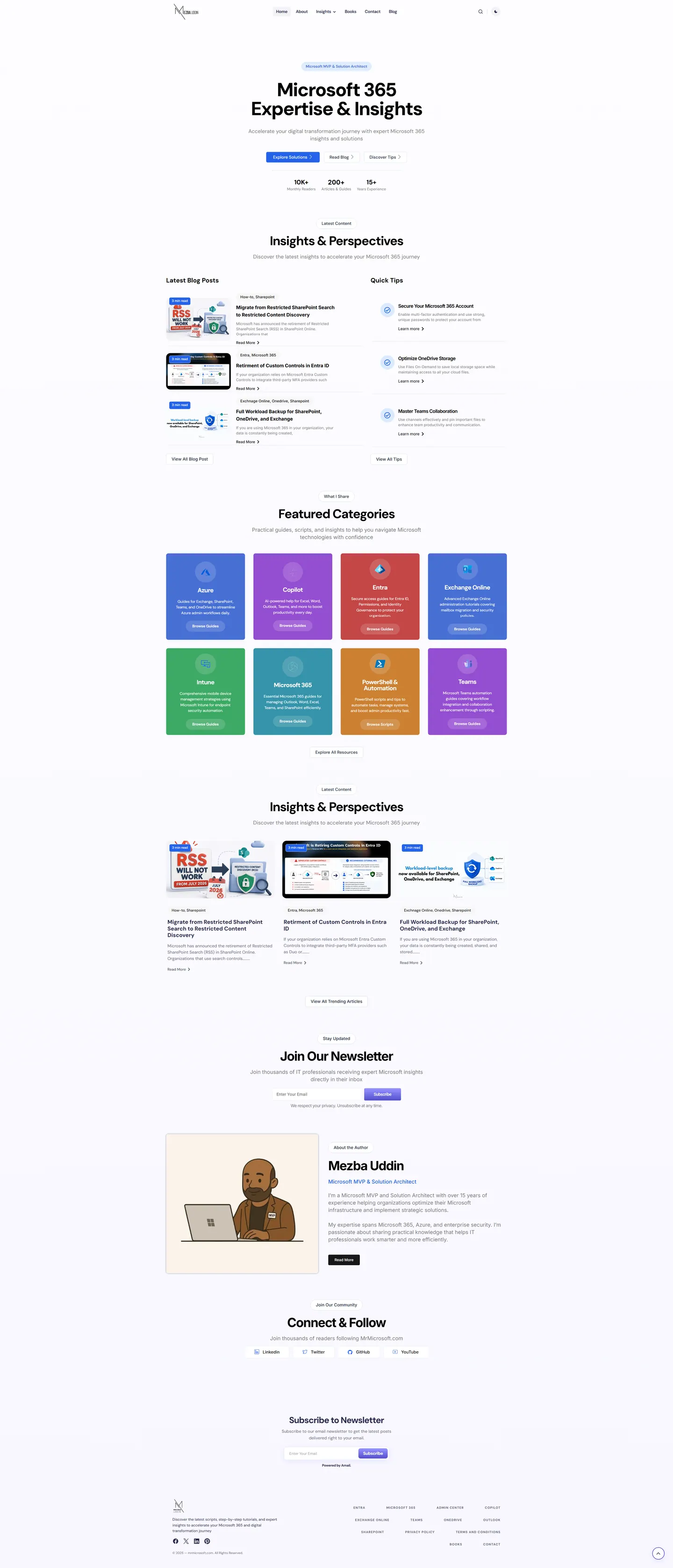 Full-length desktop screenshot of the Mr Microsoft website