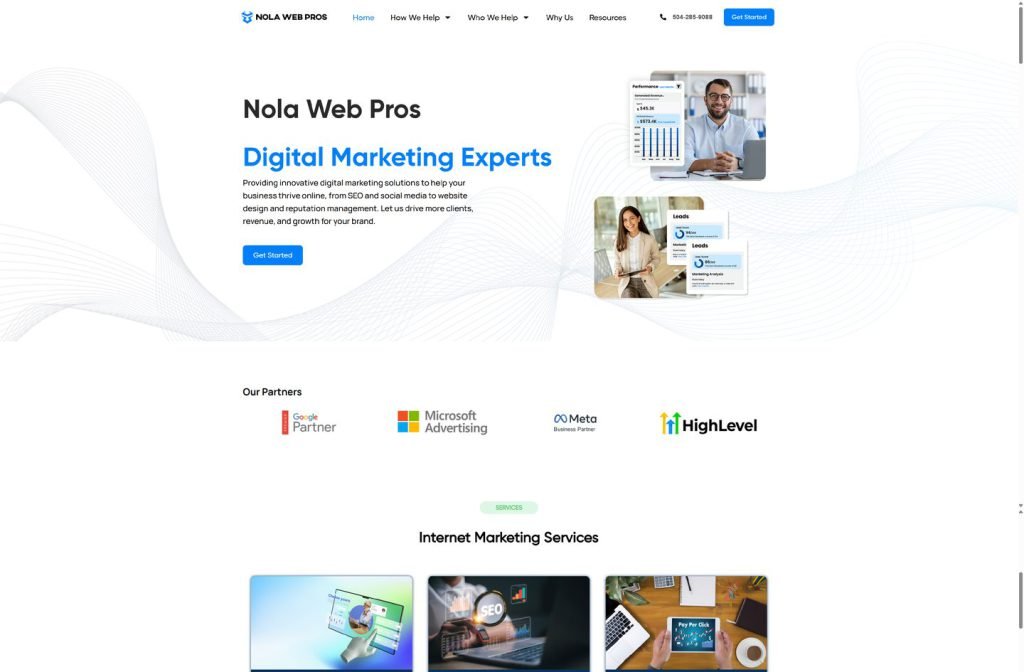 Nola Web Pros website homepage design