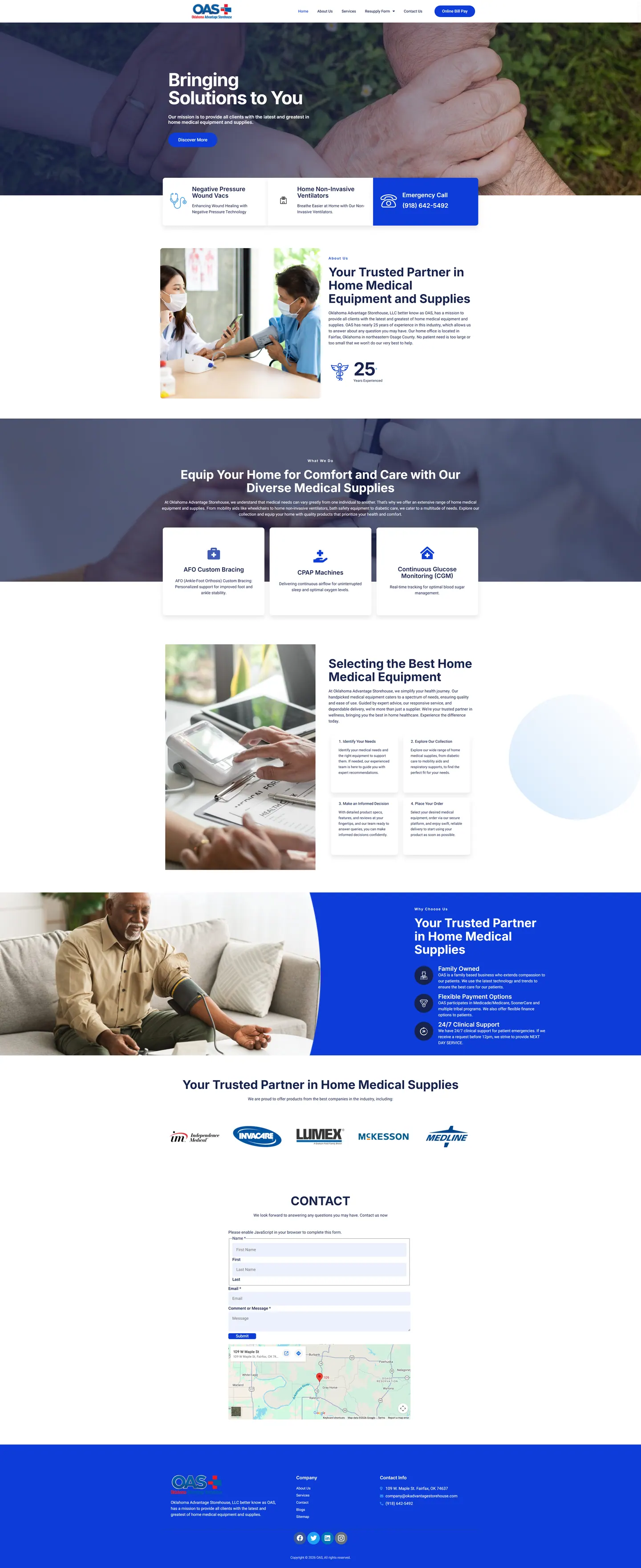 Full-length desktop screenshot of the Oklahoma Advantage Storehouse website