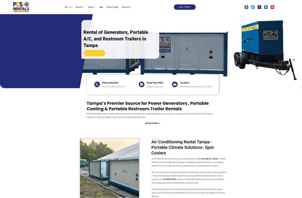 PCS Rental website homepage design