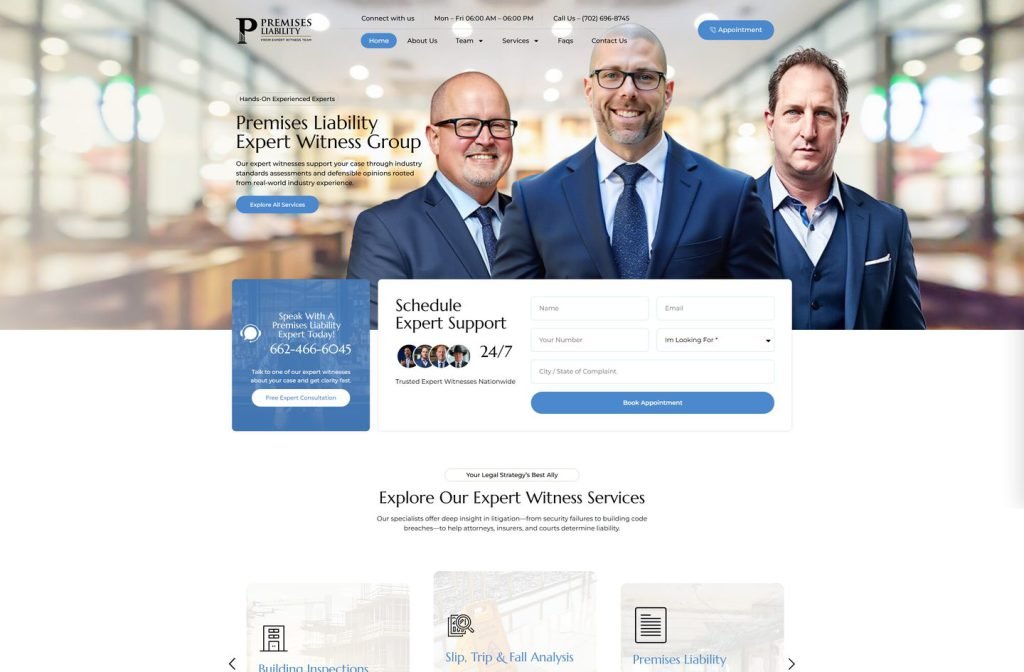 Premises Liability Expert website homepage design