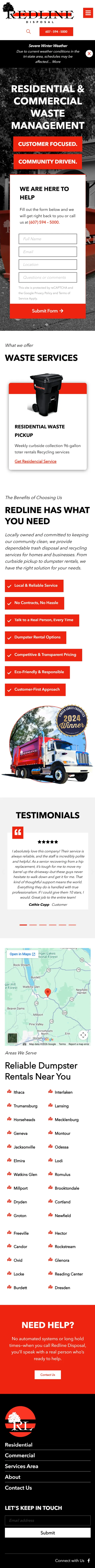 Full-length mobile screenshot of the Red Line website