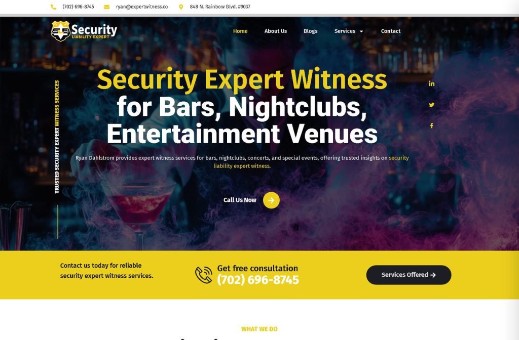 Security Liability website homepage design