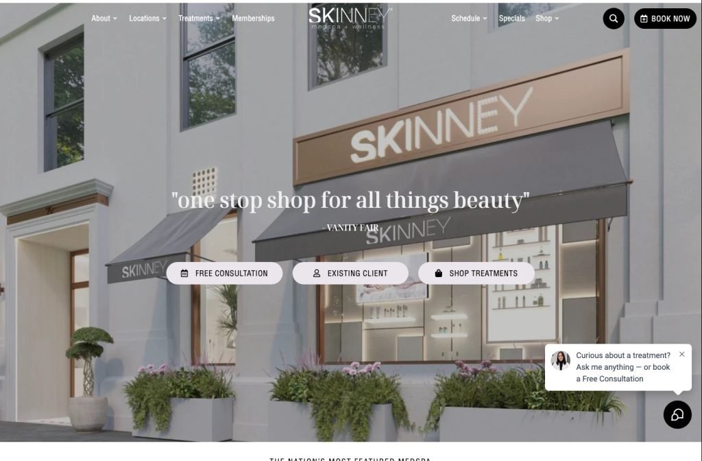 SKINNEY Medspa website homepage design