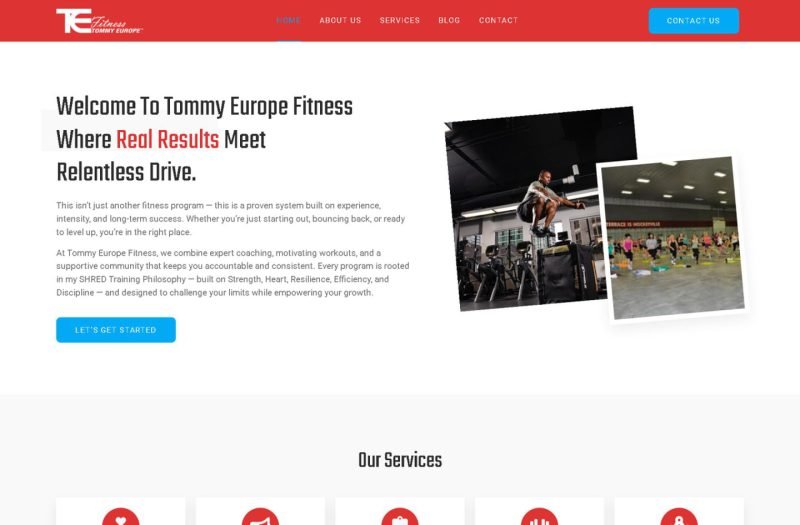 TE Fitness website homepage design