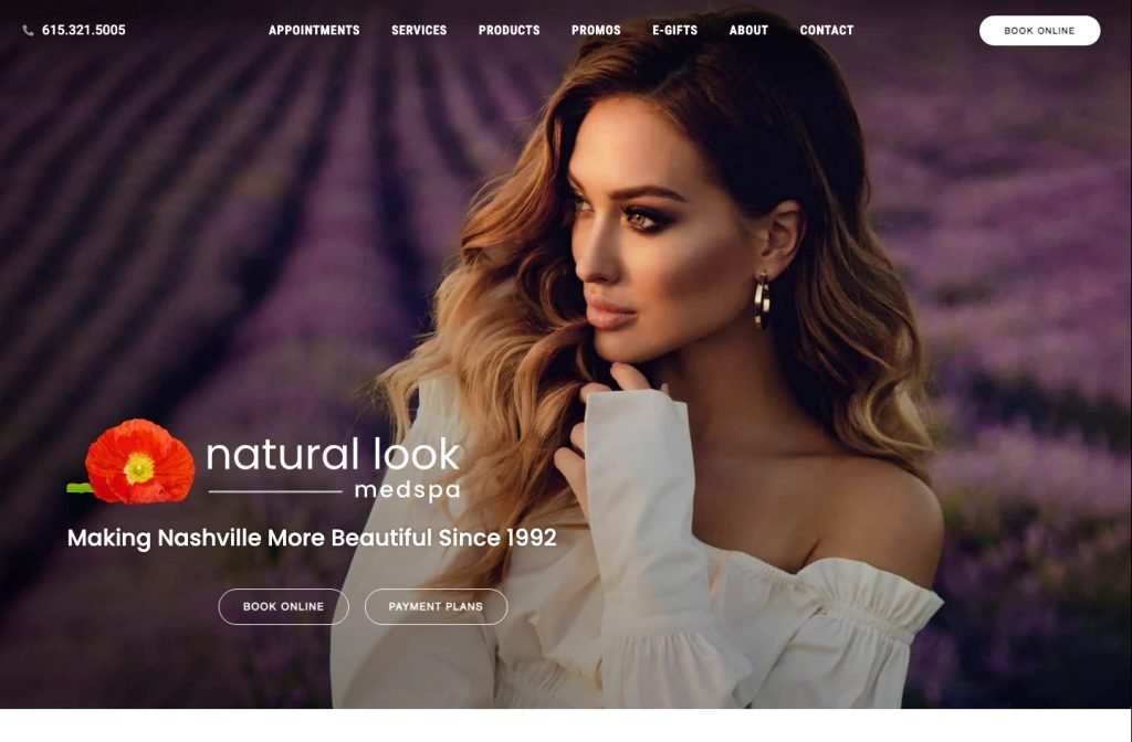 The Natural Look MedSpa website homepage design