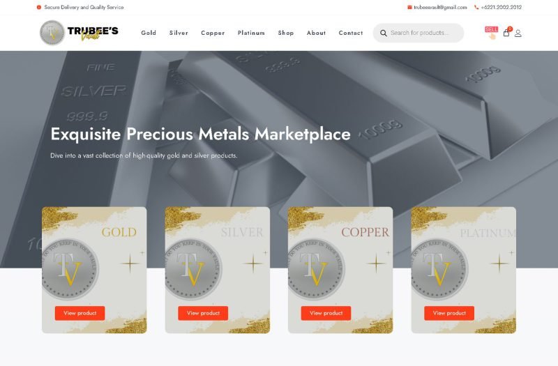 Trubees Vault website homepage design