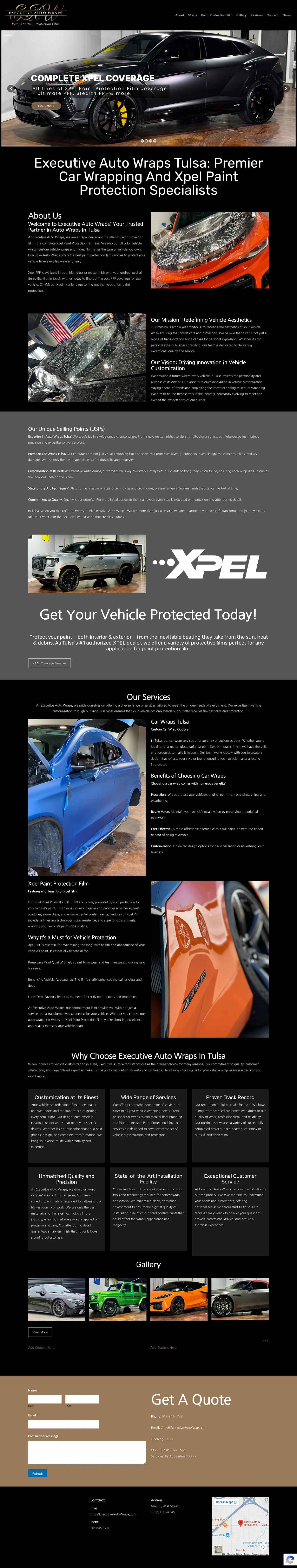 Full-length desktop screenshot of the Xpel Paint Protection Film website