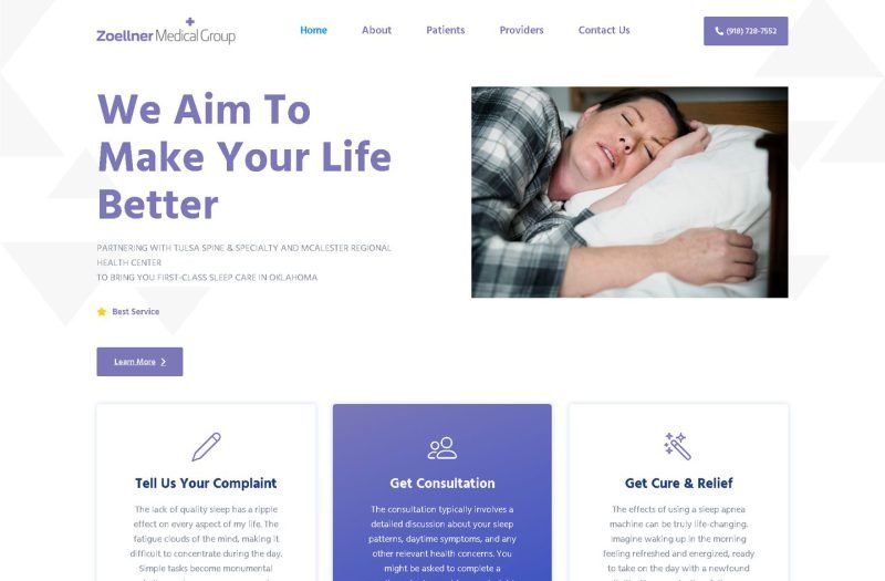 Zoellner Medical Group website homepage design