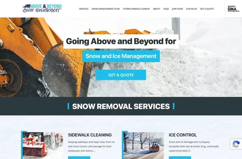 Above & Beyond Snow Management website homepage design