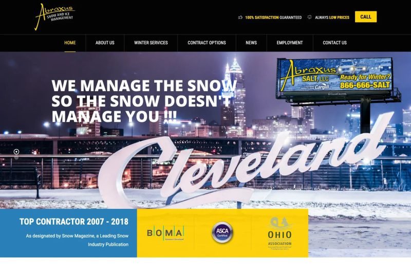 Abraxus Snow & Ice Management website homepage design