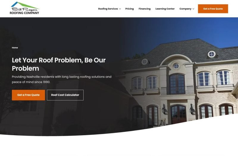 Bill Ragan Roofing website homepage design