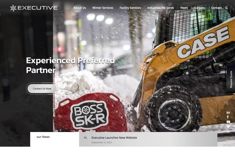 Executive Snow Control website homepage design