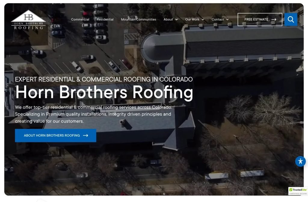Horn Brothers Roofing website homepage design