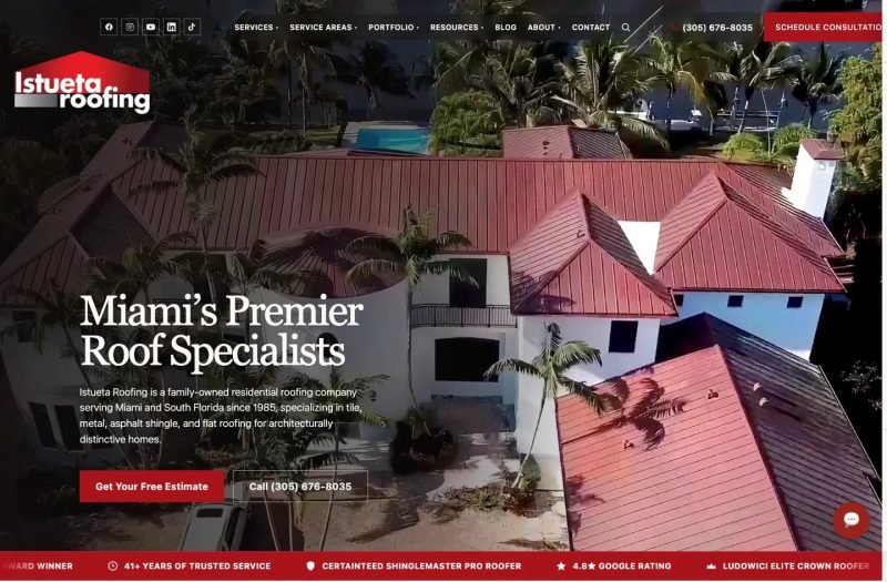 Istueta Roofing website homepage design
