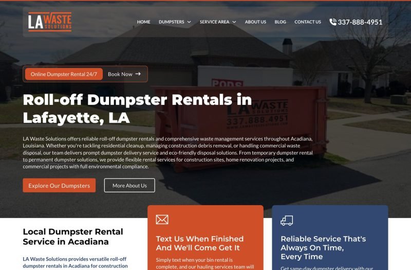 LA Waste Solutions website homepage design